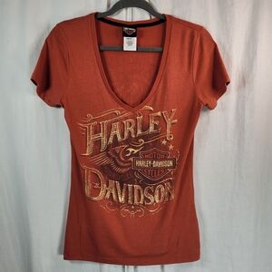 Harley Davidson women's tee shirt short-sleeved v neck size medium